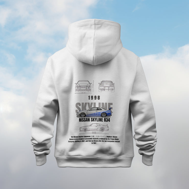 Nissan Skyline GT-R R34 Black Hoodie